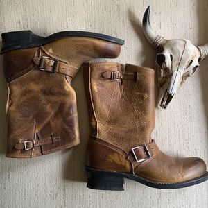Frye Distressed Harness Boots